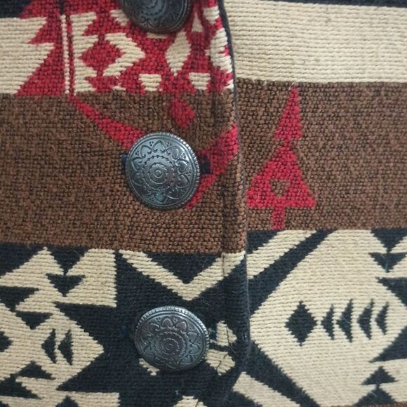 SEPPE Vintage Vest Size Large Cropped Aztec Southwestern Print 80s Trible Casual - Picture 3 of 11